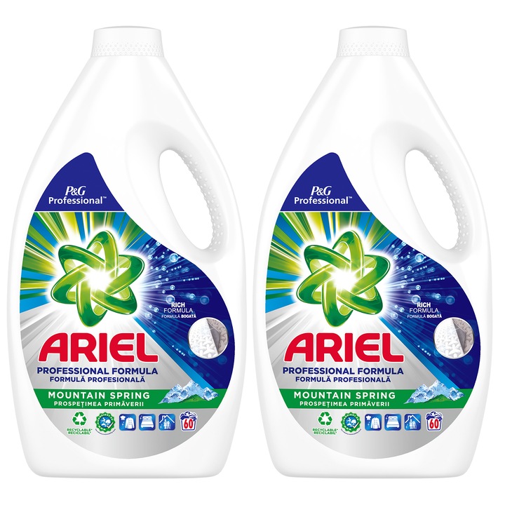 Ariel Professional Mountain Spring folyékony mosószer, 120 mosás, 2x3L