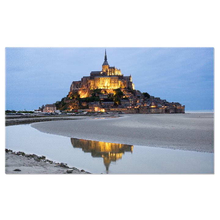 Vászonfestmény - Mont Saint-Michel erőd Normandiában, Franciaország - Építészet és történelmi örökség 120x80cm
