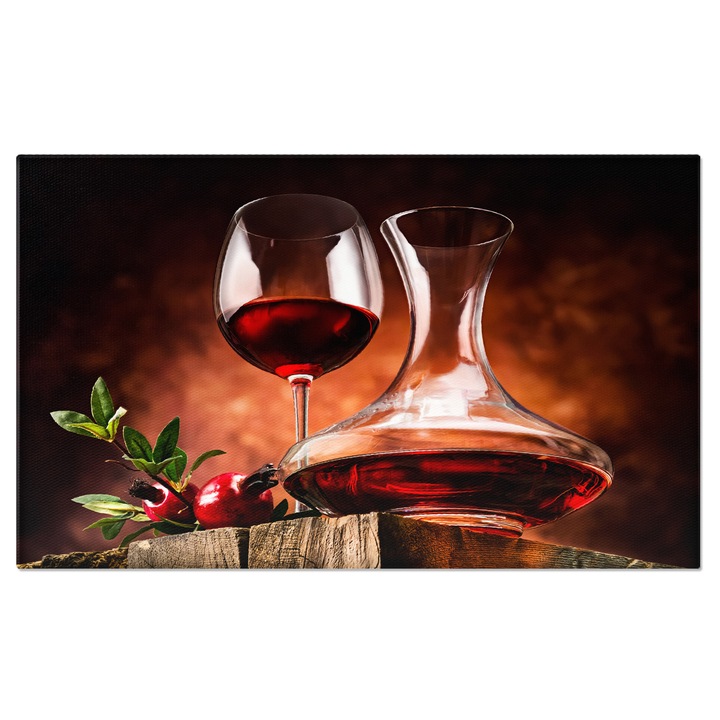 Tablou Canvas - Pomegranate Wine: Eleganta intr-un Pahar de Sticla 90x60CM