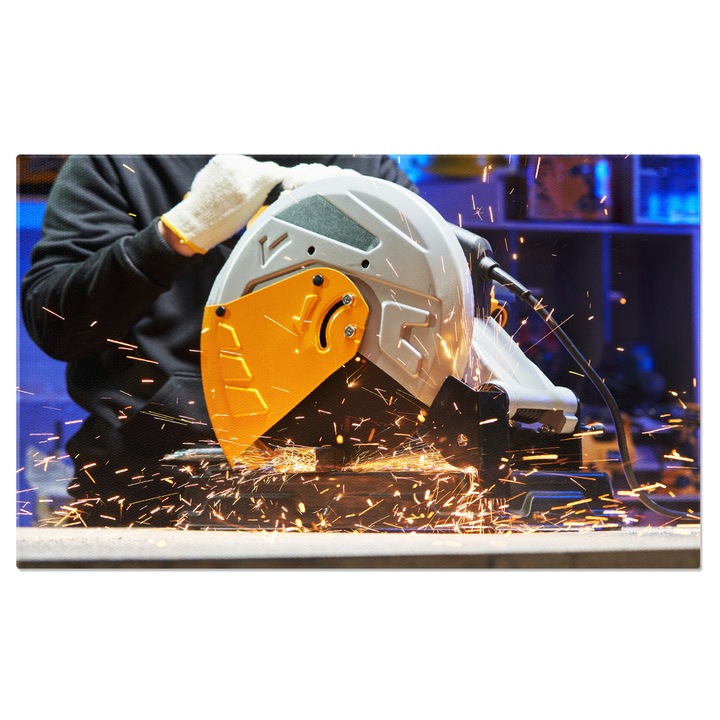 Картина върху платно с машина за рязане на метал - индустриална здравина и прецизност 120x80CM