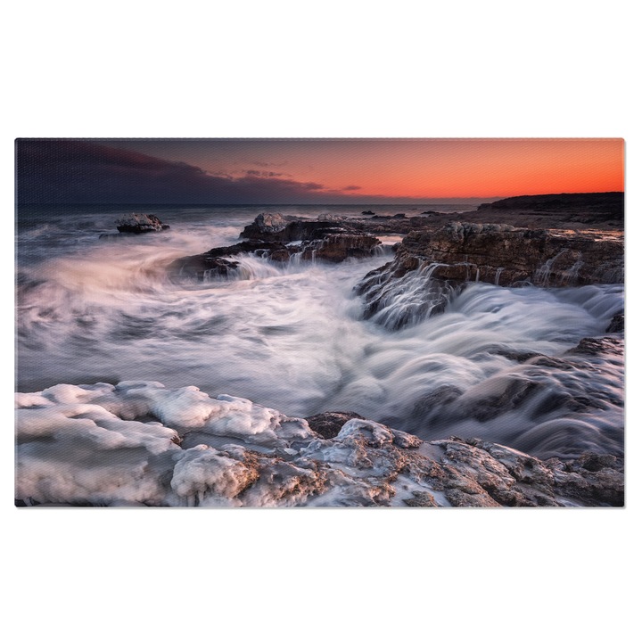 Tablou Canvas cu Marea infuriata - Furtuna la Apus 90x60CM
