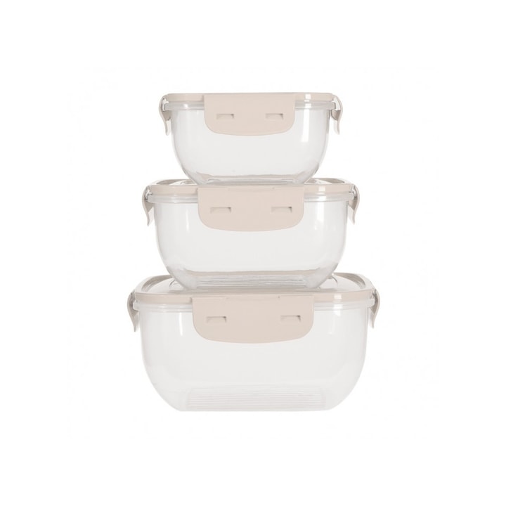 Комплект 3 кутии Alberta, пластмасови, сметана, 500, 900, 1500 ml