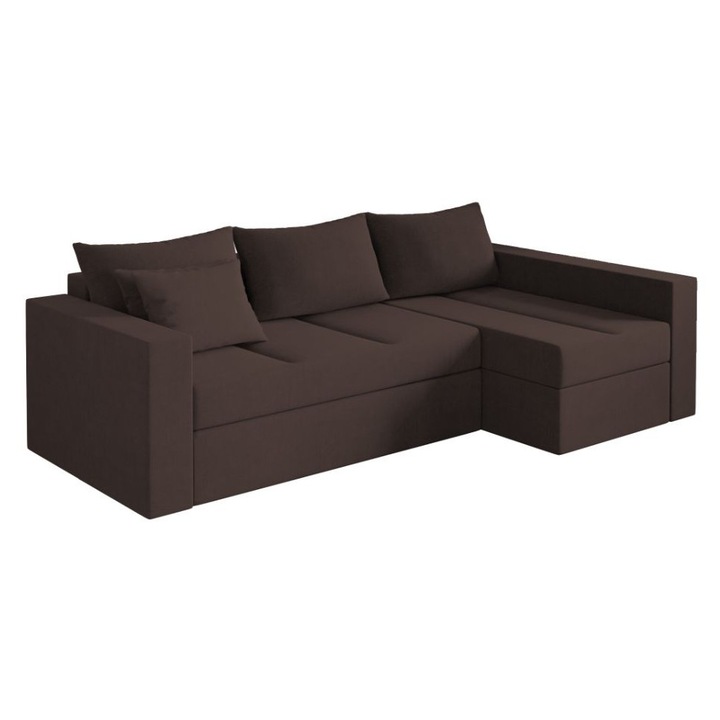 Coltar Cargo, extensibil, cu lada depozitare, stofa, 248 x 137 x 85 cm, Maro