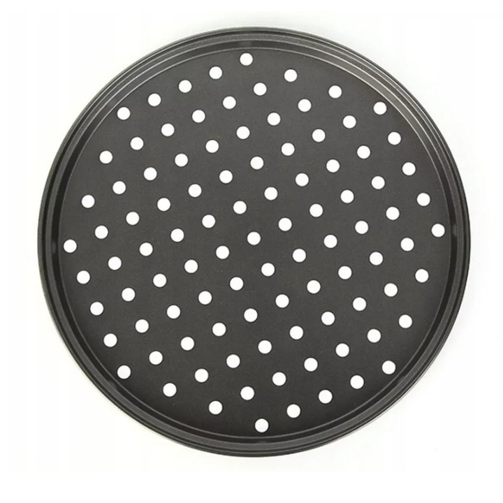 Tava circulara pentru pizza, 32cm diametru, inox, Gri