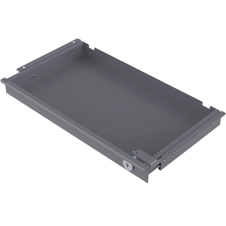 Íróasztalfiók, prémium, 27D x 46W x 4,5H cm, fém, szürke