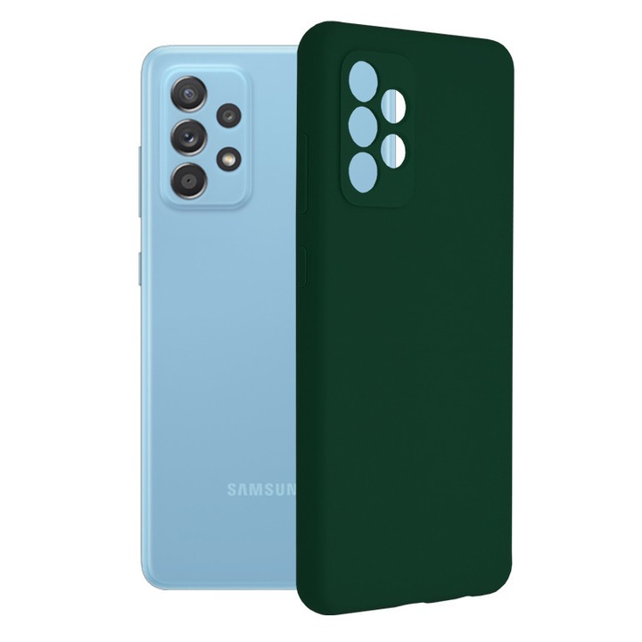 A tok kompatibilis a Samsung Galaxy A52 4G / A52 5G / A52s 5G Techsuit Soft Edge szilikon sötétzöld telefonnal
