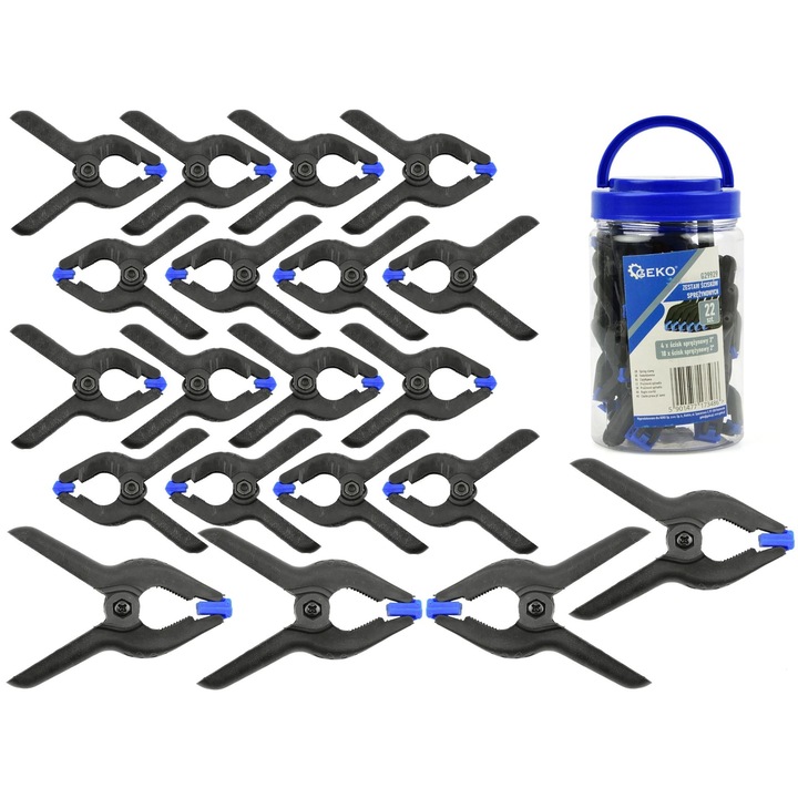 Rögzítő bilincs készlet, GEKO, rugóval, 22 db