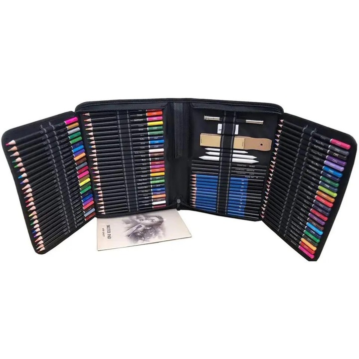 Professzionális színes ceruzakészlet művészethez, GIMASE, 145 darab, élénk színek