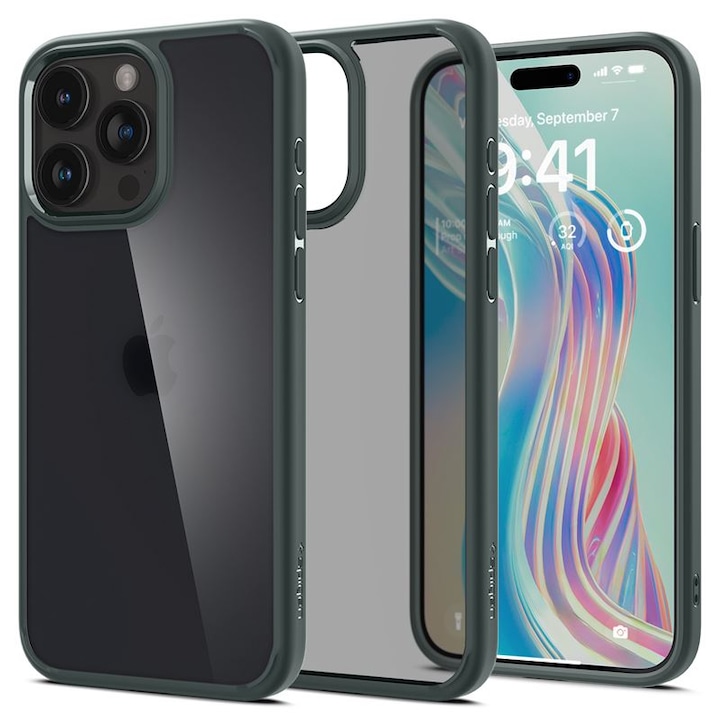 Калъф Spigen Ultra Hybrid, съвместим с iPhone 15 Pro Frost Green