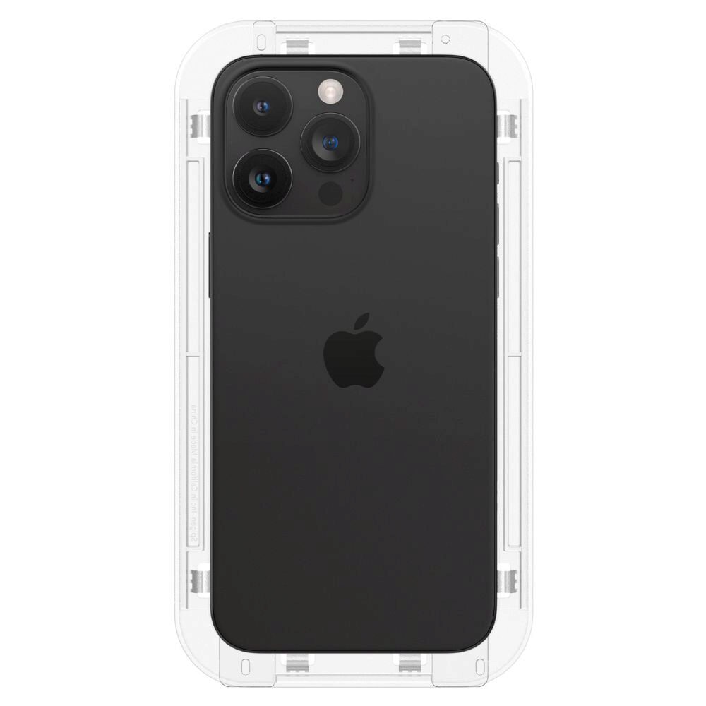 Set 2 folii sticla cu sistem de montare Spigen GLAStR EZ FIT compatibil cu iPhone 15 Pro Black
