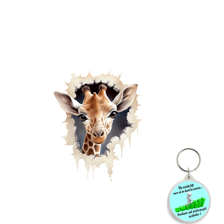 Sticker decorativ pentru perete, auto si geam, Crapatura: pui de leu model 6, autocolant, 40 cm