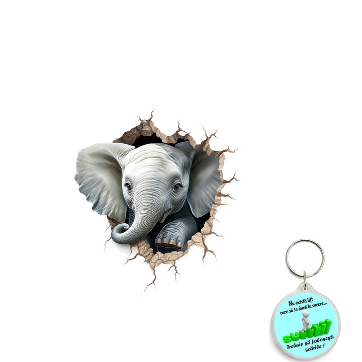 Sticker decorativ pentru perete, auto si geam, Crapatura: pui de leu model 4, autocolant, 40 cm