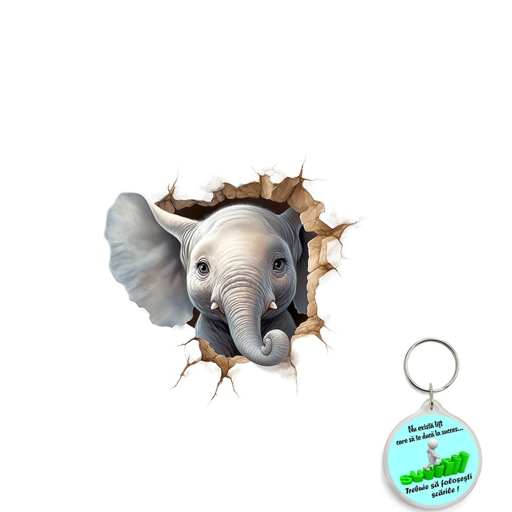 Sticker decorativ pentru perete, auto si geam, Crapatura: pui de leu model 5, autocolant, 40 cm