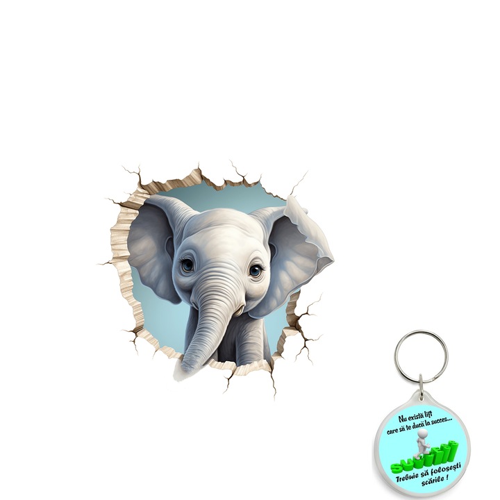 Sticker decorativ pentru perete, auto si geam, Crapatura: pui de leu model 2, autocolant, 40 cm