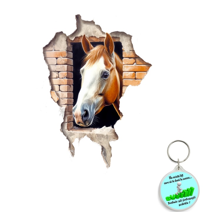 Sticker decorativ pentru perete, auto si geam, Crapatura: cal model 1, autocolant, 45 cm