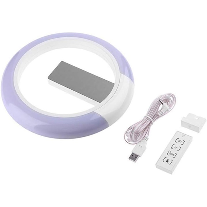 Ceas decorativ de perete, digital LED, silentios, 30.5x3.5x30.5cm, alb