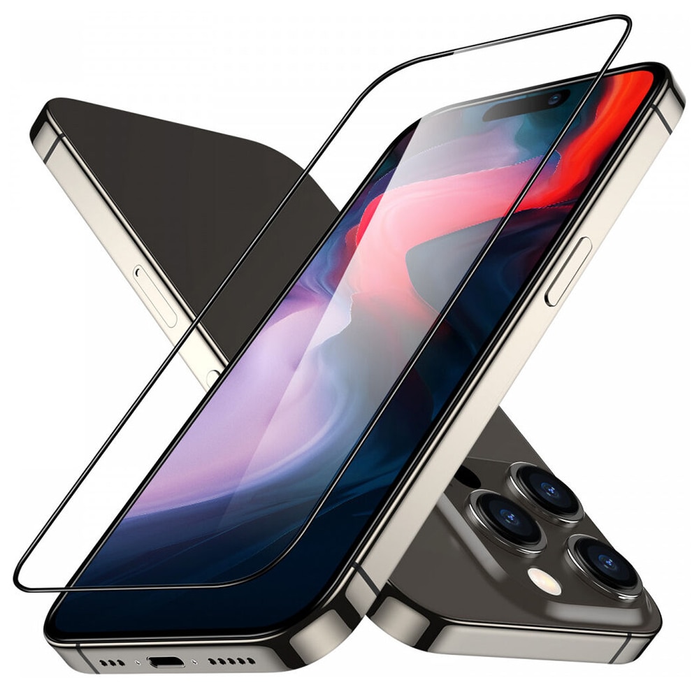 Folie protectie ecran, Sticla, pentru Apple iPhone 15 Pro, Negru