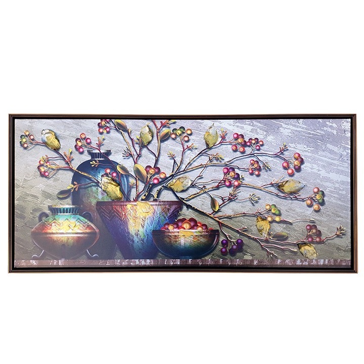 Tablou, Rama Plastic, 92x42cm, Multicolor, Flori Uscate M6