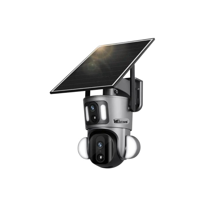 4G 3K Ultra HD камера за наблюдение, двойна камера 6MP, слънчево зареждане, въртене от приложението, IP 66 водоустойчивост