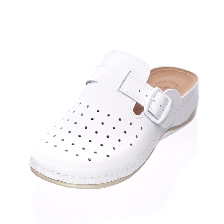 Saboti medicinali din piele dama Tellus 25-09, Alb, Alb, 39