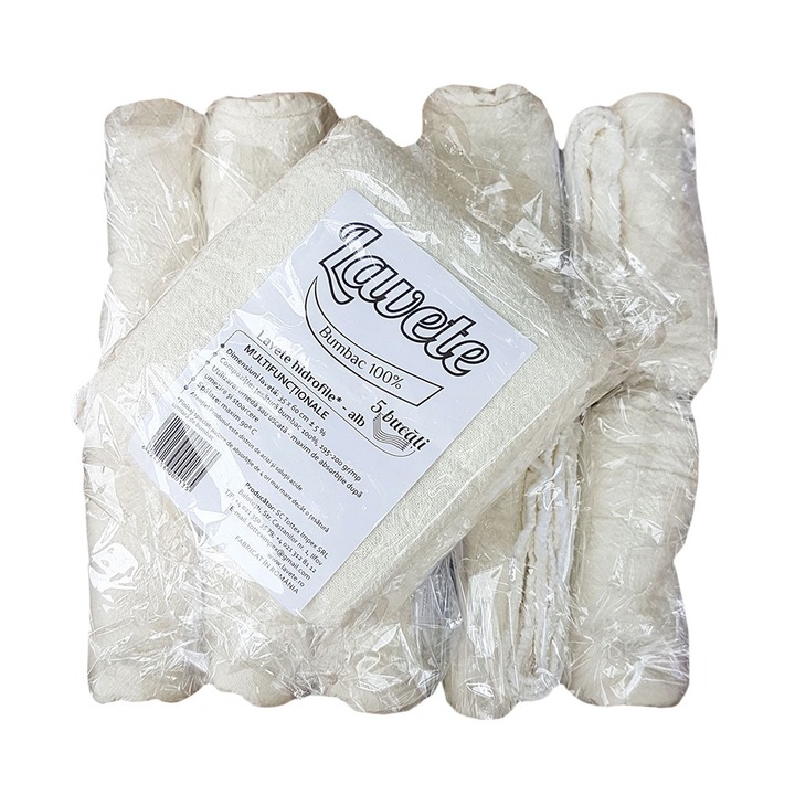 Bax 100 lavete natur 100% bumbac, 5 lavete/punga x 20 pungi: 100 lavete