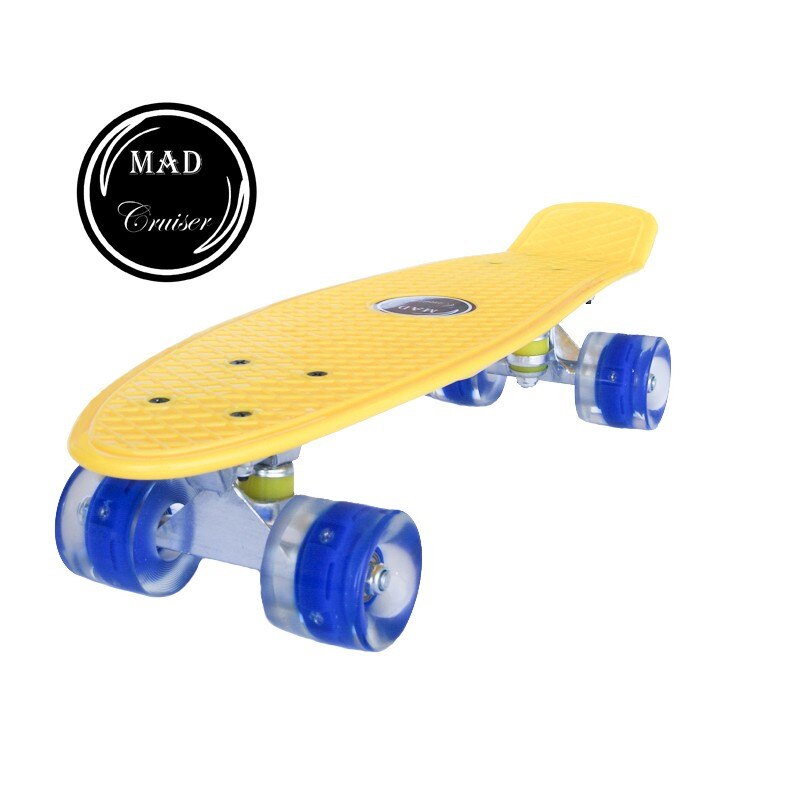Penny board Mad Cruiser cu roti LED ABEC 7-galben
