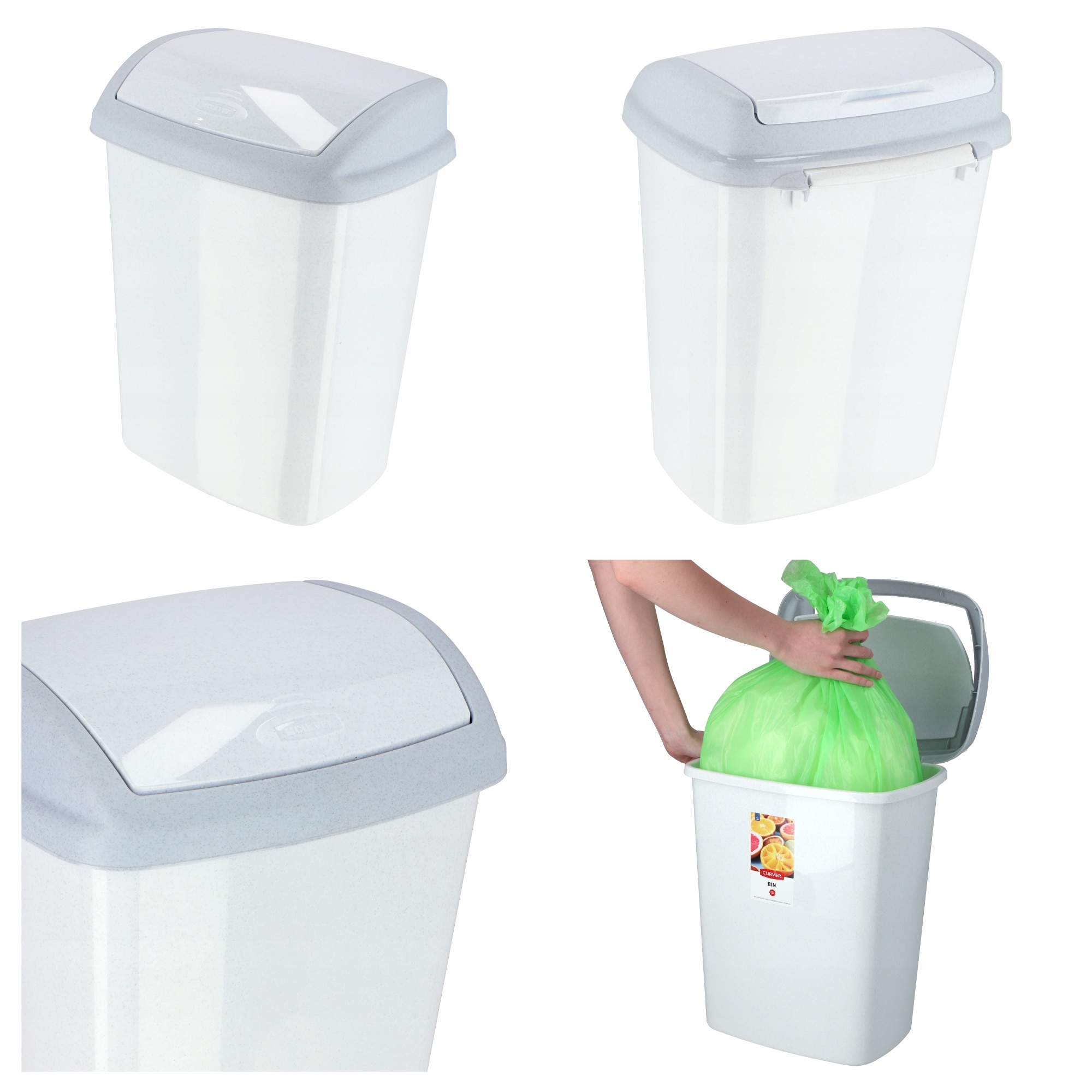 Кофа за боклук, Curver, Пластмаса, 25 L, Сива - eMAG.bg