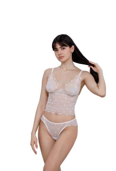 Top Dantela XS-L, Ivoire