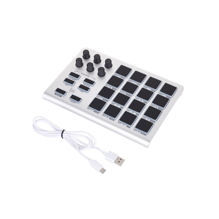 Controller DAW, ESI, Aluminiu, USB-C, RGB, 200 x 26 x 135 mm, Argintiu/Negru