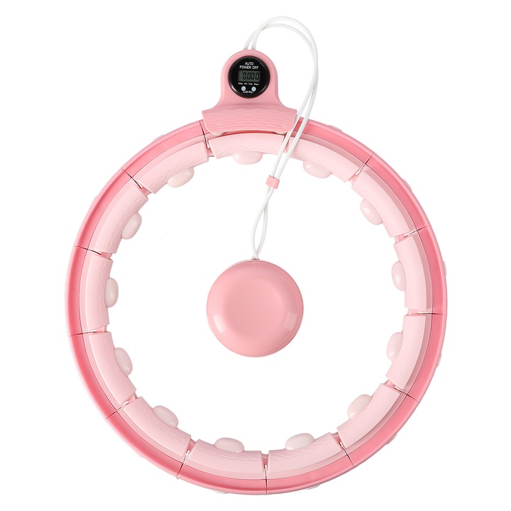Fitness karika, edzéshez Hula Hoop, Súlyokkal és pulttal, FH02 Pink