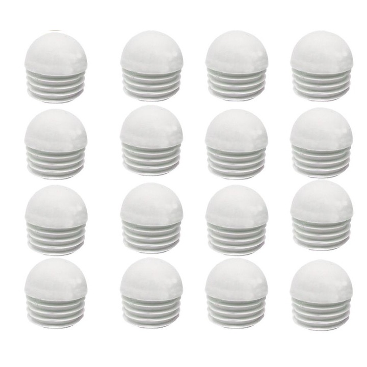 Set 32 Dopuri pentru tevi, capac rotund, Plastic, Alb