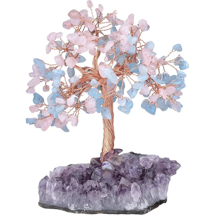 Feng Shui fa, QttvbTna, ametiszt kristály, 9x10 cm, sokszínű