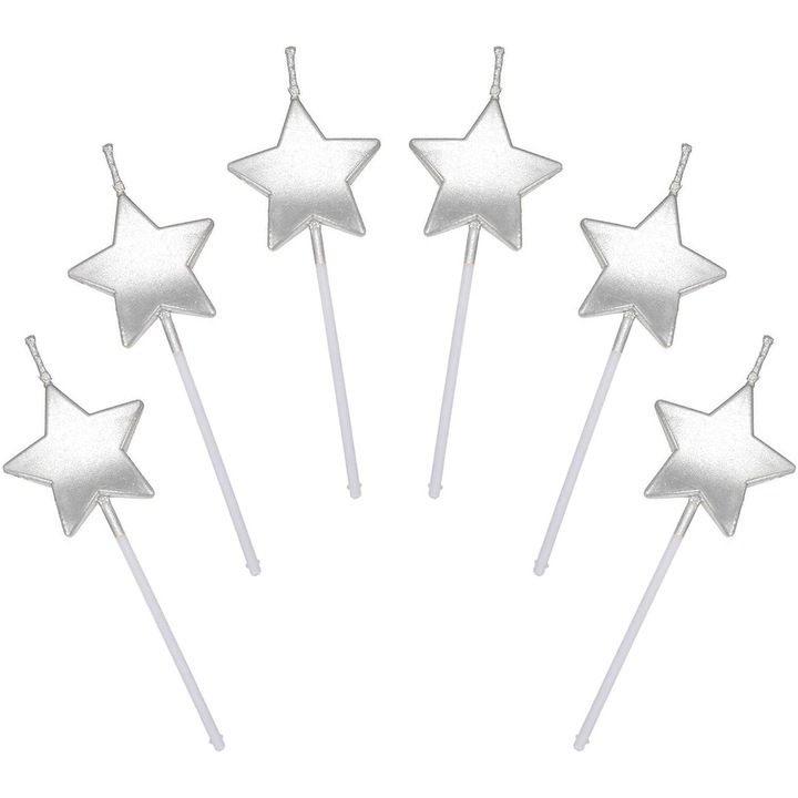 Комплект от 6 декоративни свещи QttvbTna, Метал, Сребро