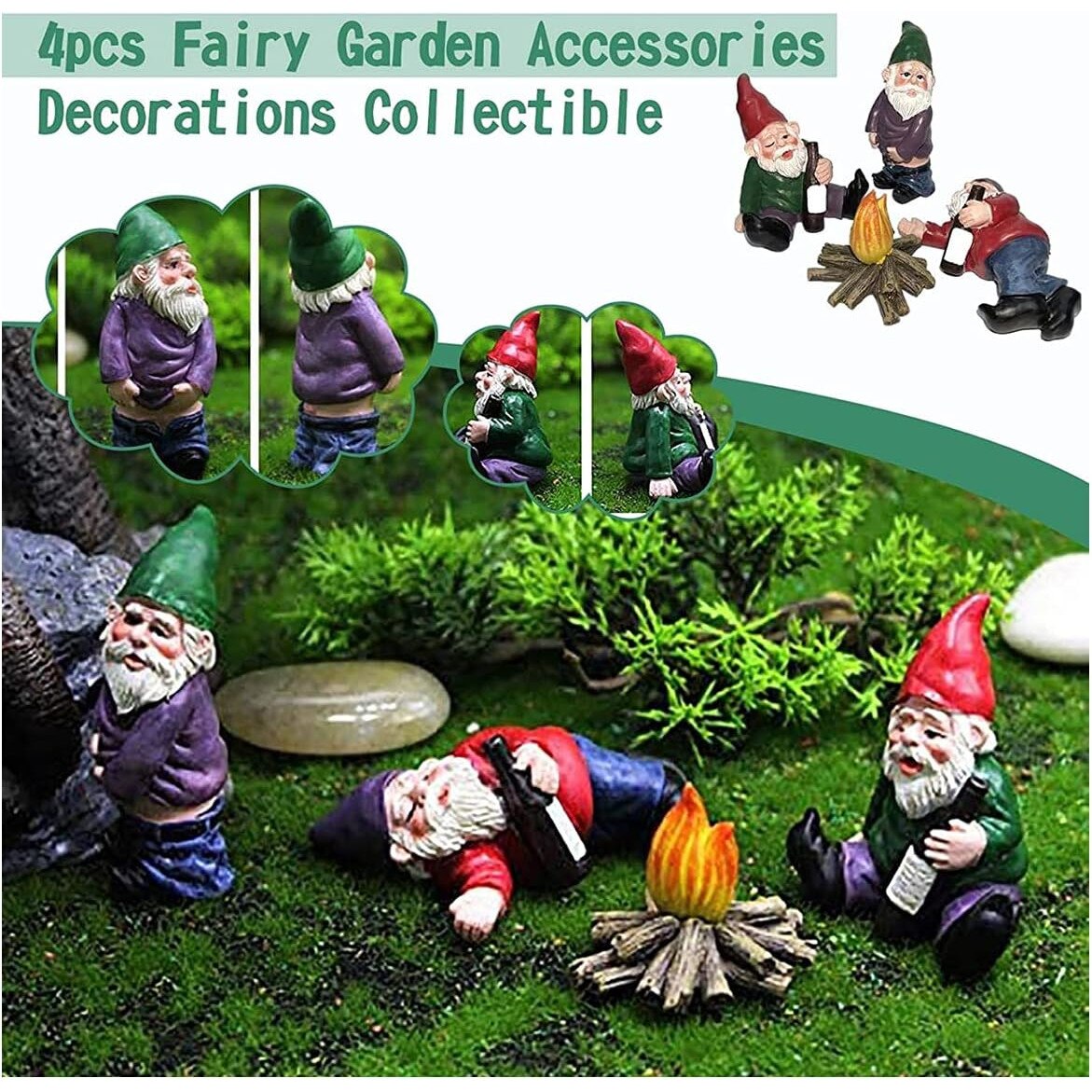 Dress It Up – 3 Bottoni Decorativi In Plastica A Forma Di Gnomi Da Giardino, Multicolore, 39x16 Mm