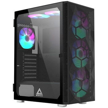 Carcasa Montech X3 Mesh, fara sursa, ATX, Negru, mesh, tempered glass, RGB