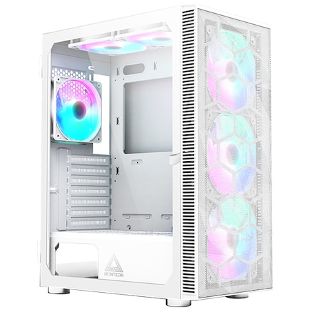 Montech X3 Mesh case, без захранване, ATX, Бял, мрежест, закалено стъкло, ARGB - eMAG.bg