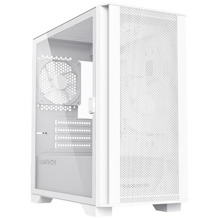 Компютърна кутия Montech AIR 100 Lite, Без захранващ блок, Бял, Мрежа, Закалено стъкло