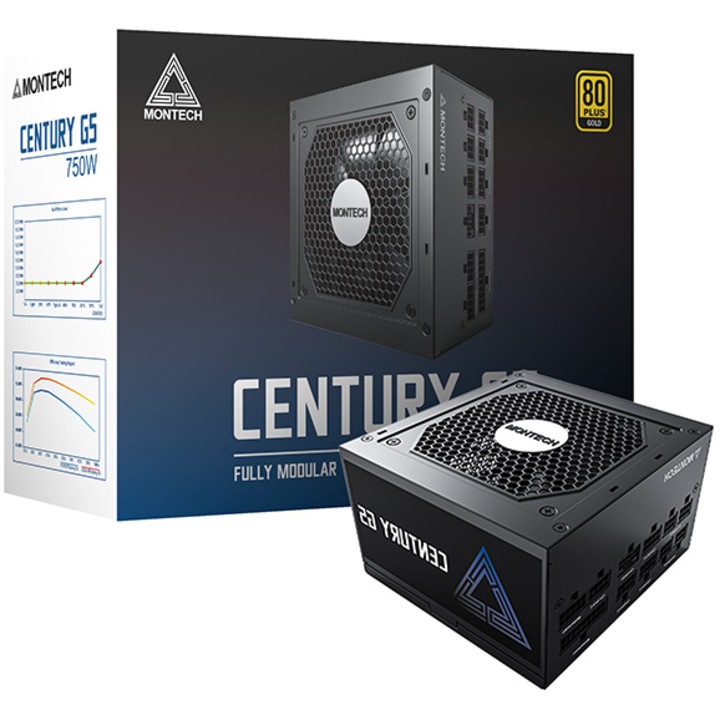 Sursa Montech CENTURY G5, 750W, Negru, 80Plus Gold, full modulara