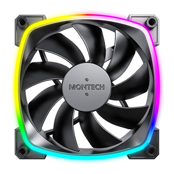 Ventilator Montech AX120, PWM, Negru, ARGB, 120 mm
