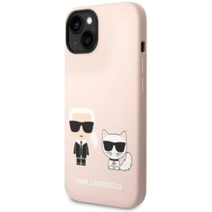 Husa de protectie Karl Lagerfeld Case Liquid Silicone Karl and Choupette MagSafe Compatible pentru iPhone 14 Plus, Roz