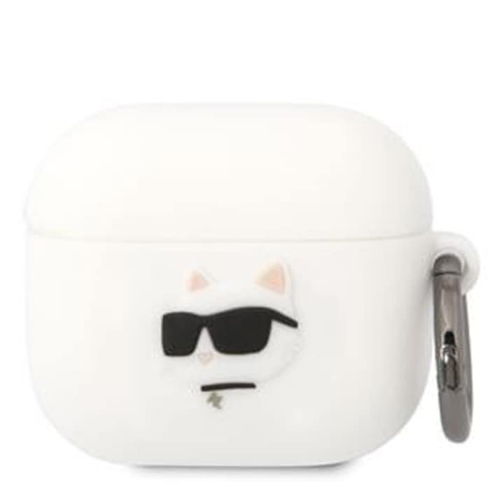 Karl Lagerfeld 3D Logo NFT Choupette Head szilikon védőtok, AirPod 3 számára, Fehér