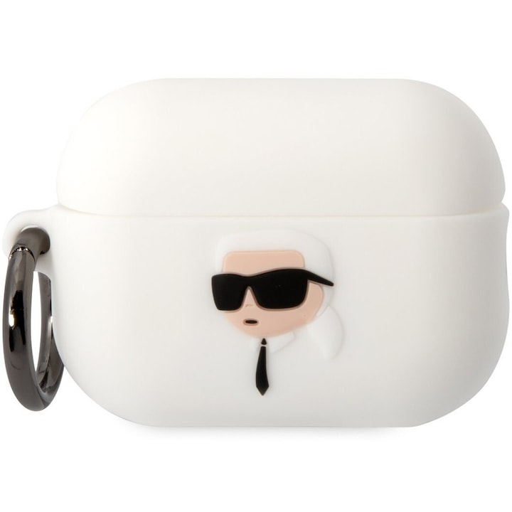 Védőtok Karl Lagerfeld 3D Logo NFT Karl Head Szilikon AirPods Pro 2-hez, fehér