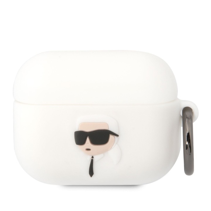 Karl Lagerfeld 3D Logo NFT Karl Head szilikon védőtok, AirPod Pro számára, Fehér