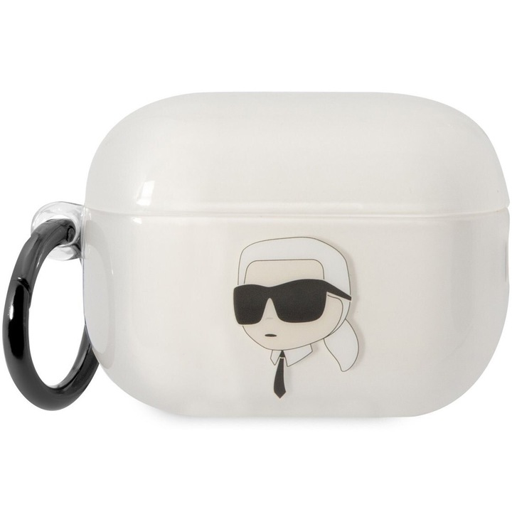 Karl Lagerfeld 3D logó NFT Karl fejvédő tok AirPods Pro-hoz, fehér