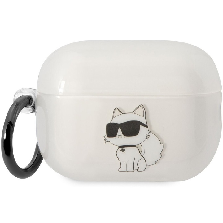 Husa de protectie Karl Lagerfeld 3D Logo NFT Choupette pentru AirPods Pro 2, Alb