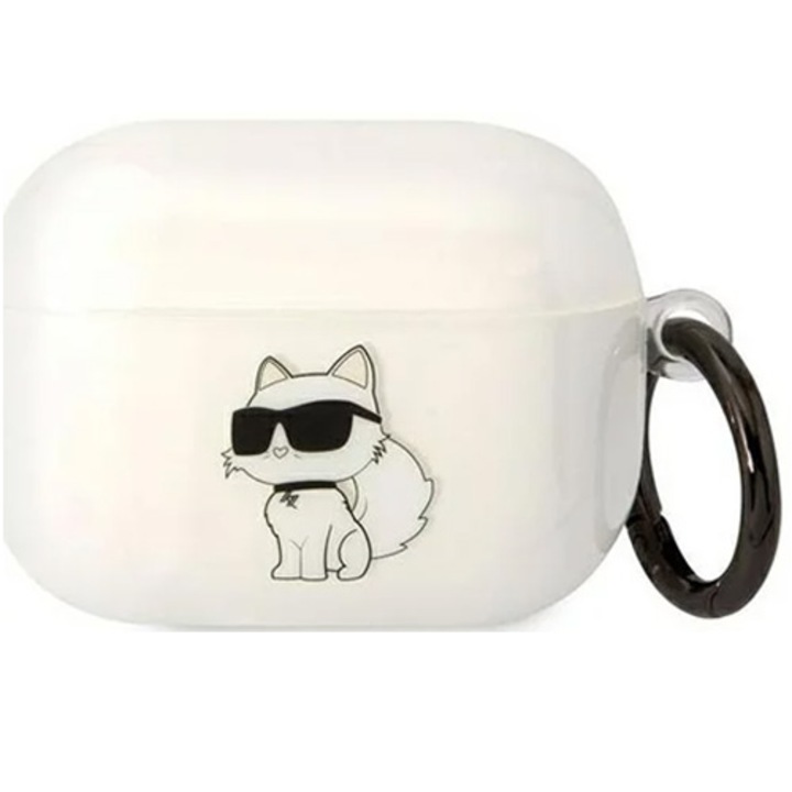 Karl Lagerfeld 3D Logo NFT Choupette védőtok, AirPod Pro számára, Fehér