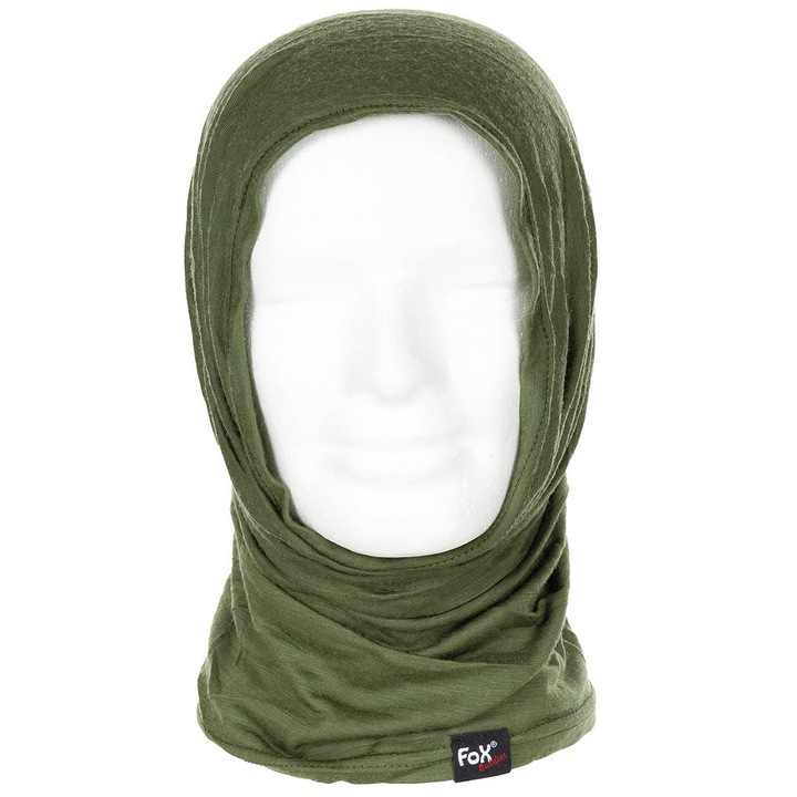 Esarfa Lana "Merino Lite" de tip tub, se poate purta ca si cagula sau fular, 2in1, Marime Universala, Culoare OD Green, Fox Outdoor 10179B
