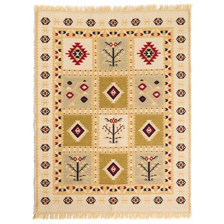 Килим e-floor, Килим, Правоъгълник, Памук, 60x120 см, Бохо, Многоцветен