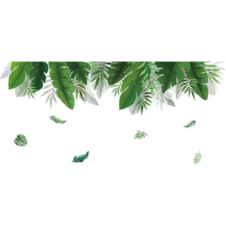 Sticker Decorativ Autoadeziv CCmax cu Frunze Tropicale, Verde, 1500x700 mm
