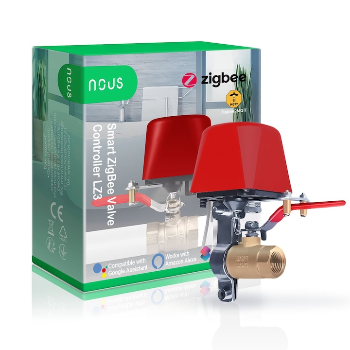 Nous LZ3 Intelligens mágnesszelep, ZigBee, időzítővel, kompatibilis 1/2", 3/4", 1", 1,25"